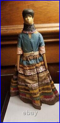 Rare antique Seminole Native American Indian beaded wood doll 12