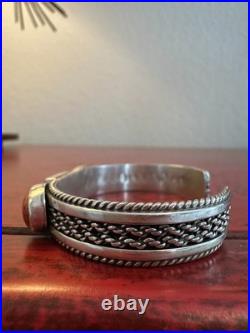 Rare find Vintage Sterling Silver 3 stone cuff Turquoise and Coral