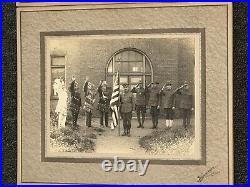 Rare mounted patriotic photos ww1 native american Military army US FLAG color