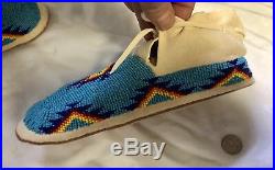 Rare turquoise Beaded Moccasins Native American Design Mint Condition Unused