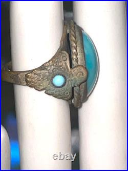 Rare very old turquoise eagle native american ring