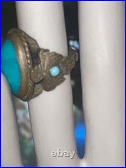 Rare very old turquoise eagle native american ring