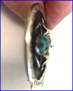 SCORPION BROOCH Turquoise Jade 925 Sterling Silver Native American RARE Vintage