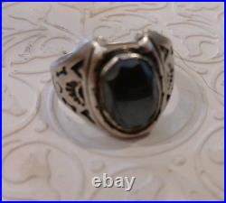 STERLING SILVER HEMATITE STONE NATIVE AMERICAN MENS RING sz. 11, RARE HTF