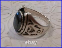 STERLING SILVER HEMATITE STONE NATIVE AMERICAN MENS RING sz. 11, RARE HTF