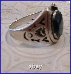 STERLING SILVER HEMATITE STONE NATIVE AMERICAN MENS RING sz. 11, RARE HTF