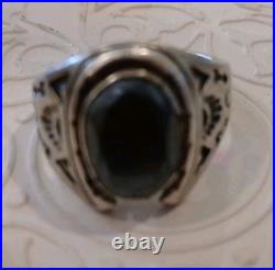 STERLING SILVER HEMATITE STONE NATIVE AMERICAN MENS RING sz. 11, RARE HTF