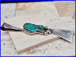 STUNNING VINTAGE NATIVE AMERICAN Sterling Turquoise Pendant RARE LARGE ROYSTON