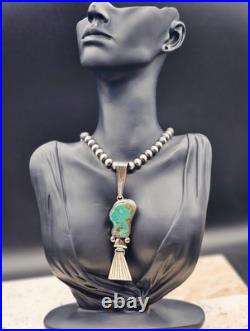 STUNNING VINTAGE NATIVE AMERICAN Sterling Turquoise Pendant RARE LARGE ROYSTON