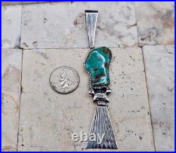 STUNNING VINTAGE NATIVE AMERICAN Sterling Turquoise Pendant RARE LARGE ROYSTON