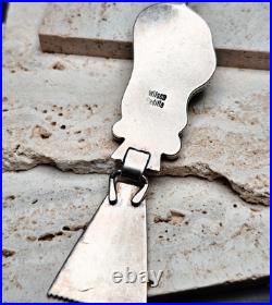 STUNNING VINTAGE NATIVE AMERICAN Sterling Turquoise Pendant RARE LARGE ROYSTON