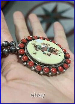 SUPER RARE ITEM Zuni Native American Vintage Pendant & Necklace Sterling Silver