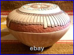SUPER RARE TOM POLACCA HOPI NATIVE AMERICAN POTTERY INCISED SEED POT w TURQUOISE