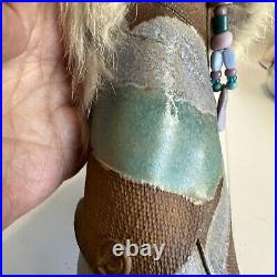 Sculpture Pottery Native American Woman With Fur Wrap Papoose 7 T Marked Rare