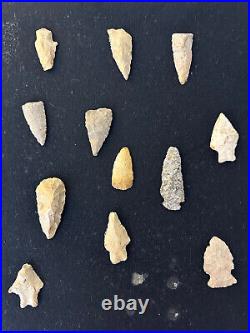 Set of. 12 Arrowhead Flint Rock Native American Ancient rare arrow head