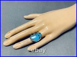 Signed Native American Rare Morenci Turquoise Sterling Silver Ring