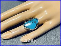 Signed Native American Rare Morenci Turquoise Sterling Silver Ring