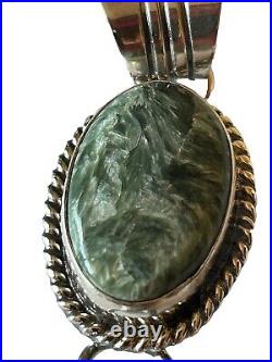 Signed Navajo Sterling Silver Five-Stone Rare Seraphinite Pendant