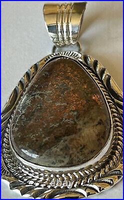 Signed Navajo Sterling Silver Rare Bisbee Campbellite Pendant