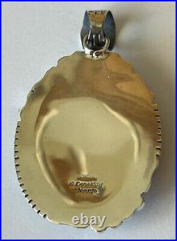 Signed Navajo Will Denetdale Sterling Silver Rare Tiffany Stone Pendant