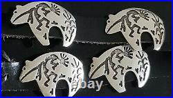 Signed Old South Western Stamped Sterling Silver Bear Kokopelli Concho Belt Rare