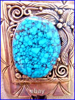 Signed Roger Apachito Navajo Rare! Spider Web Turquoise Sterling Silver Bolo