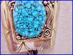 Signed Roger Apachito Navajo Rare! Spider Web Turquoise Sterling Silver Bolo