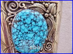 Signed Roger Apachito Navajo Rare! Spider Web Turquoise Sterling Silver Bolo