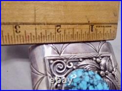 Signed Roger Apachito Navajo Rare! Spider Web Turquoise Sterling Silver Bolo