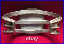 Silver Cuff Heavy Bracelet &Ring set Set Native American Antique Moss Agate Rare