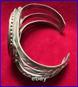 Silver Cuff Heavy Bracelet &Ring set Set Native American Antique Moss Agate Rare