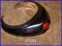 Southwestern Cuff Bracelet - Sterling Silver/Ironwood/Coral - Rare
