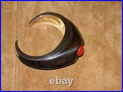 Southwestern Cuff Bracelet - Sterling Silver/Ironwood/Coral - Rare
