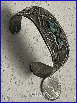 Spider Ster. & Turquoise Navajo Tufa Cast Cuff Merle House with mould Rare