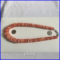 Spiny Oyster Heishe Bead Necklace withNatural Turquoise Nuggets 24 Rare Vtg Large