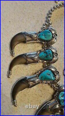 Squash Blossom Necklace Sterling MORENCI Turquoise HANDMADE Very Rare, 300 grams