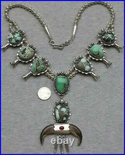 Squash Blossom Necklace Sterling ROYSTON Turquoise Red Coral 200g Huge RARE