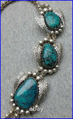 Squash Blossom Necklace Sterling SMOKY BISBEE Turquoise 275g 29 GIGANTIC Rare