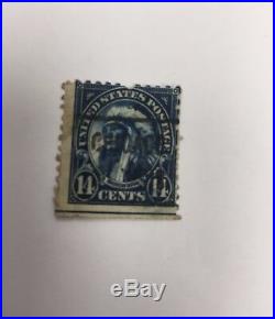 Stamps, American Indian 14 Cents, Scott # 565, Blue Line, Rare, Used