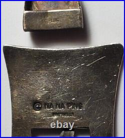 Sterling Na Na Ping Yaqui Lapis Inlay Belt Buckle Set-3/4 Belt-rare Na