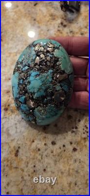 Sterling Silver Turquoise and Pyrite Belt Buckle Extremely Rare! Native American