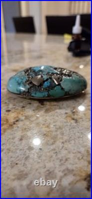Sterling Silver Turquoise and Pyrite Belt Buckle Extremely Rare! Native American