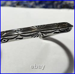 Stunning Navajo Sterling Silver Sun Ingot Carinated Stamped Cuff 26g Rare