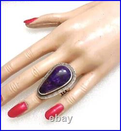 Stunning, Rare Native American Sugilite Ring Signed Tommy Jackson Sz 8.5 30grams