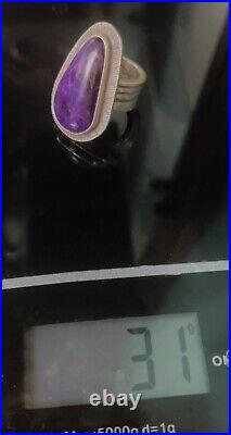 Stunning, Rare Native American Sugilite Ring Signed Tommy Jackson Sz 8.5 30grams