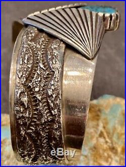 Stunning Rare Navajo Steve Yellowhorse Sterling & Gem Turquoise Cuff Bracelet