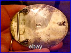 Stunning Turquoise, Silver Belt Buckle Signed R Bahe Navajo Native American RARE