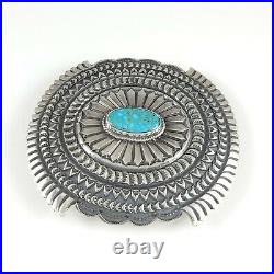 Sunshine Reeves Navajo Concho Belt Buckle Sterling Silver Rare Kingman Turquoise