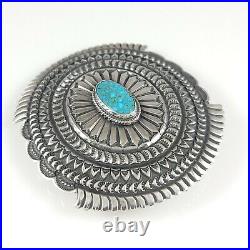 Sunshine Reeves Navajo Concho Belt Buckle Sterling Silver Rare Kingman Turquoise