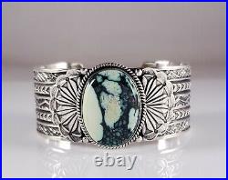 Sunshine Reeves Navajo Sterling Silver Handmade Bracelet Rare Peacock Variscite
